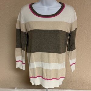 4/$15 Banana Republic Women's Striped Sweater - Cream, Brown, Pink